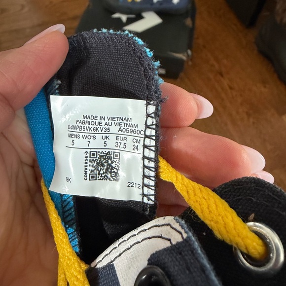 Coraline Converse Navy Star High-Tops with Yellow Laces - Picture 5 of 7